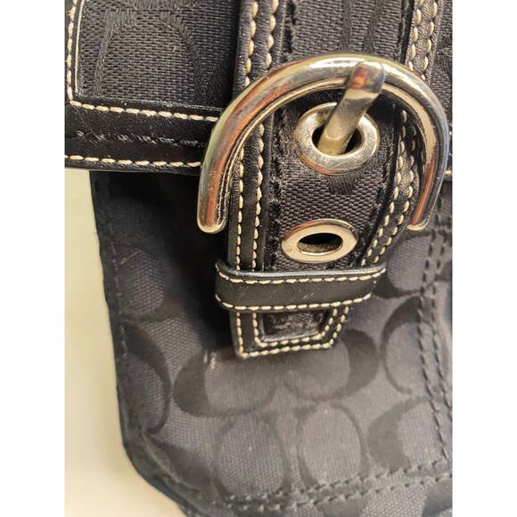 Vintage Coach Signature Carryall Shoulder Tote Bag Black Canvas Tote Large - Picture 11 of 16